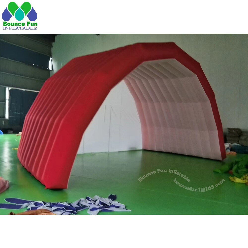 야외 빨간색 및 흰색 소형 팽창식 무대 커버, 탈착식 후면 커튼, 콘서트용 팽창식 무대 텐트